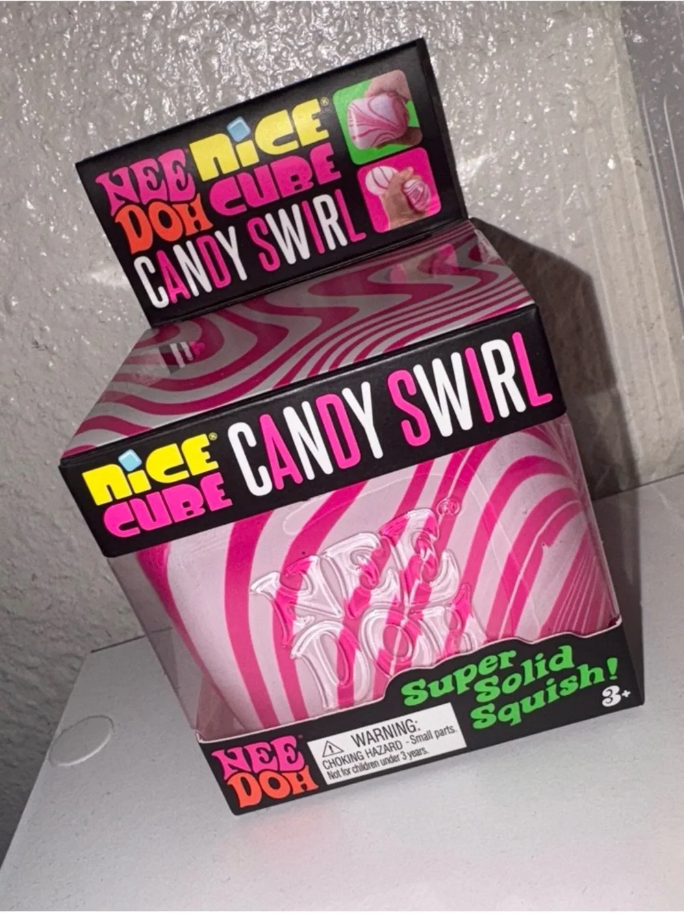 Nee Doh Nice Cube Candy Swirl Squishy Toy - Pink Swirl